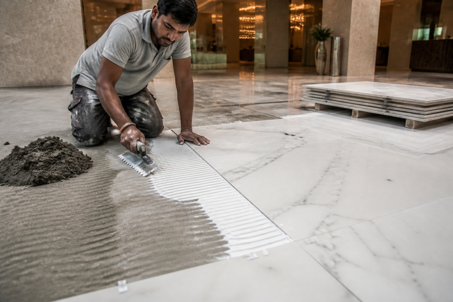 Thin-Set Mortar Color Selection: Preventing Dark Shadow Bleed in White Crystalline Marble